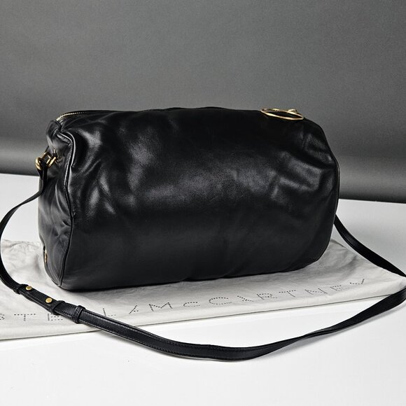Stella McCartney Alter Nappa Weekend Travel Crossbody Duffle Bag Black Gold - Picture 1 of 13